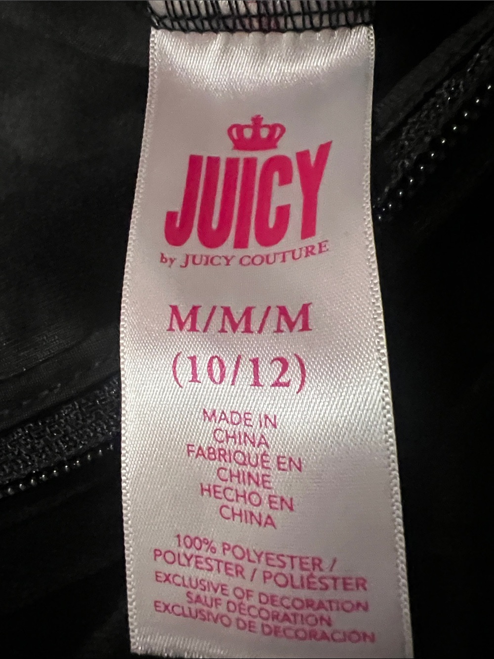 Juicy Couture Black Velvet Zip Hoodie with Gold Crown Pin - Picture 8 of 8